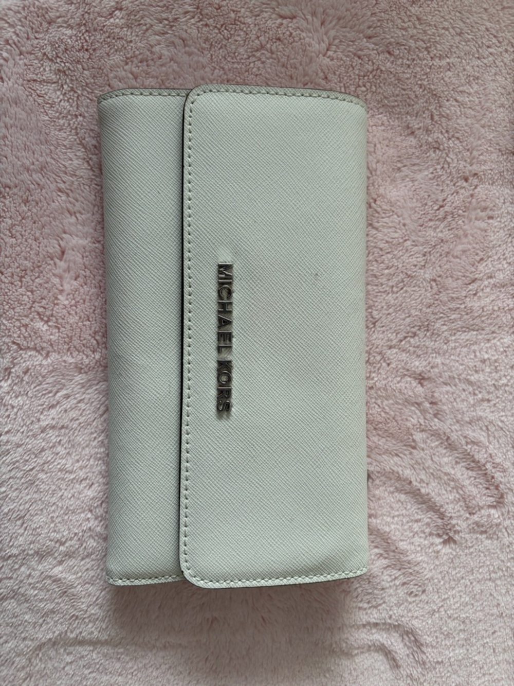 Michael Kors Light Gray Saffiano Trifold Wallet
